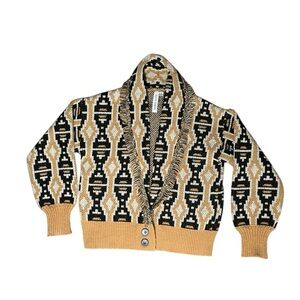 Grace + Karma Aztec printed shirt fringed cardigan size small